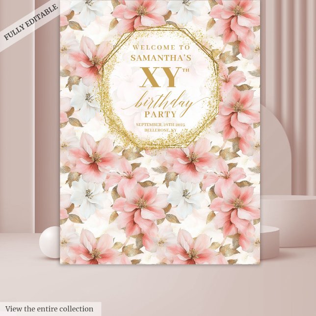 Beautiful Blush Ivory Gold Birthday Photo Booth Tapestry (Beautiful Blush Ivory Gold Birthday Photo Booth

)