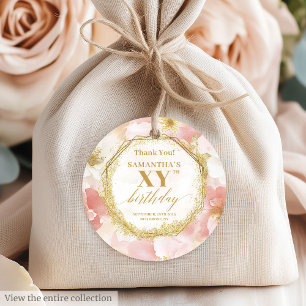 Beautiful Blush Ivory Gold Birthday Thank You Tags