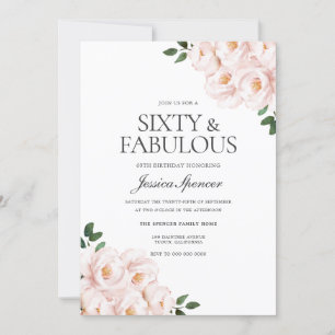 Beautiful Blush Pink Elegant 60th Birthday Invitation