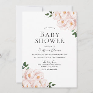 Beautiful Blush Pink Elegant Girl Baby Shower Invitation