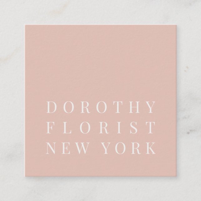 Beautiful blush pink elegant minimalist florist square business card (Front)