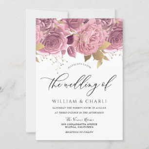 Beautiful Blush Pink Elegant Modern Wedding Invitation