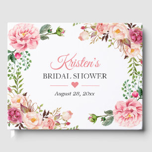 Beautiful Blush Pink Floral Bridal Shower Guest Book
