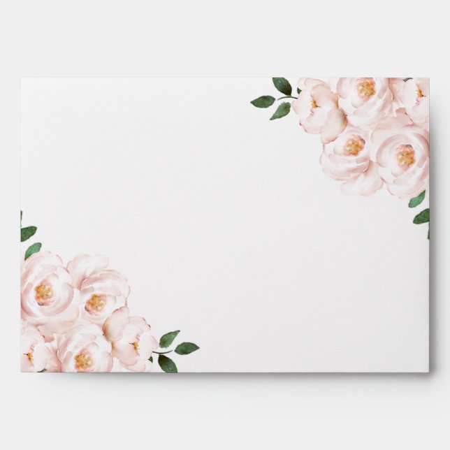 Beautiful Blush Pink Flowers All Occasion Wedding Envelope (Front)