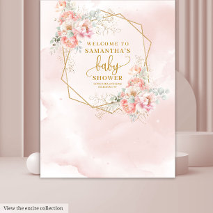 Beautiful blush pink flowers baby shower backdrop tapestry
