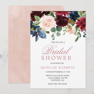 Beautiful Blush Pink Flowers Elegant Bridal Shower Invitation