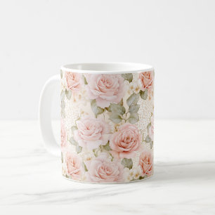Beautiful Blush Pink Roses Floral Coffee Mug