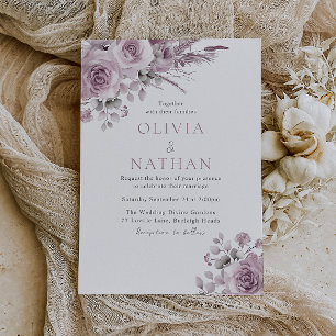 Beautiful Blush Rose Boho Floral Wedding Invitation