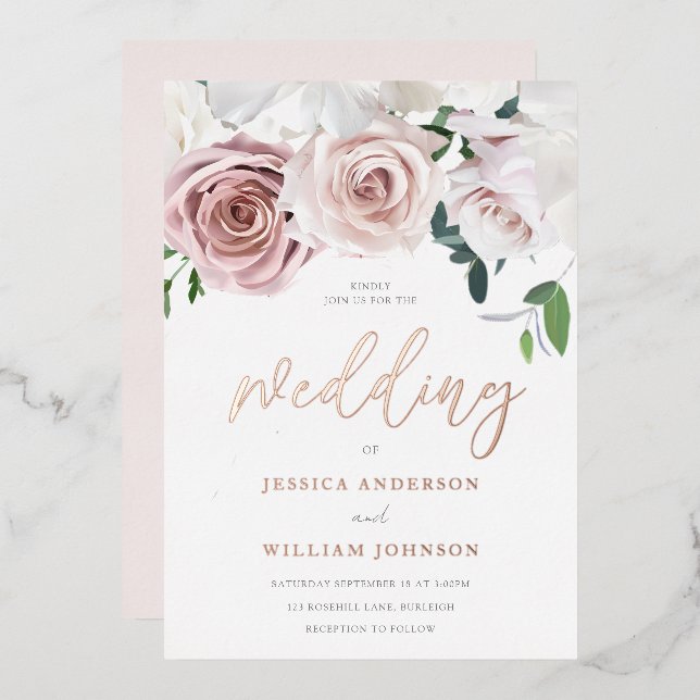 Beautiful Blush Roses Elegant Wedding Rose Gold (Front/Back)