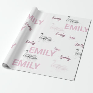 Beautiful Blush Swan Personalikzed Wrapping paper
