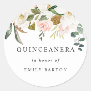 Beautiful Blush & White Floral Quinceanera Sticker