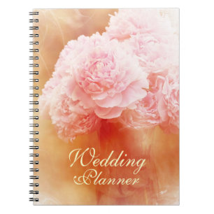 Beautiful Blushing Peony Bouquet Wedding Planner Notebook