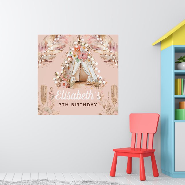 Beautiful Bohemian Girl Birthday Personalised Poster (Nursery 1)