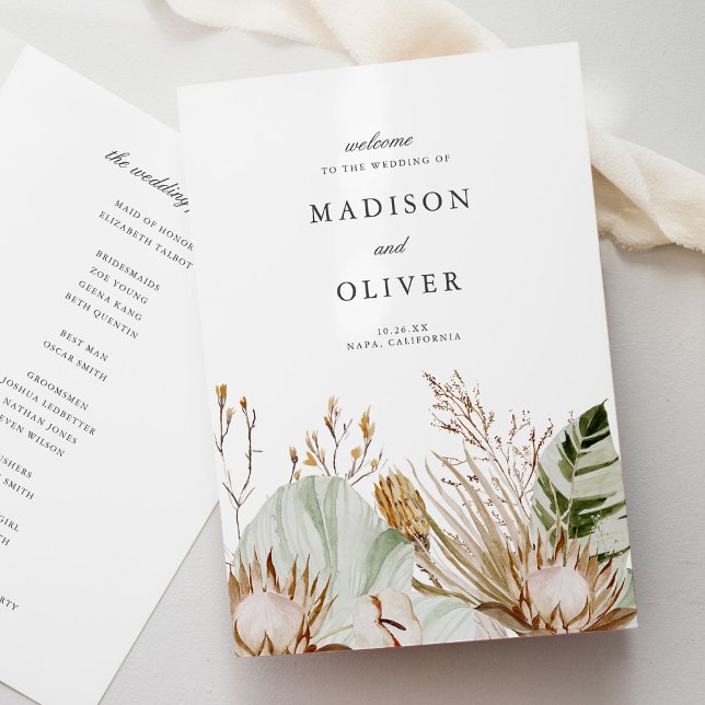 Beautiful Boho Botanical Wedding Ceremony Programme (Creator Uploaded)