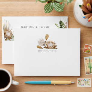 Beautiful Boho Botanical Wedding Envelope