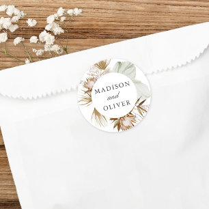 Beautiful Boho Botanical Wedding Favour Classic Round Sticker