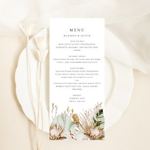 Beautiful Boho Botanical Wedding Menu Card