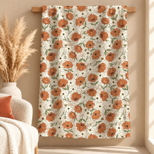 Beautiful Boho Copper Sage Wild Flowers Blanket