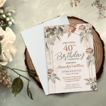 Beautiful Boho Floral 40th Birthday or Custom Age