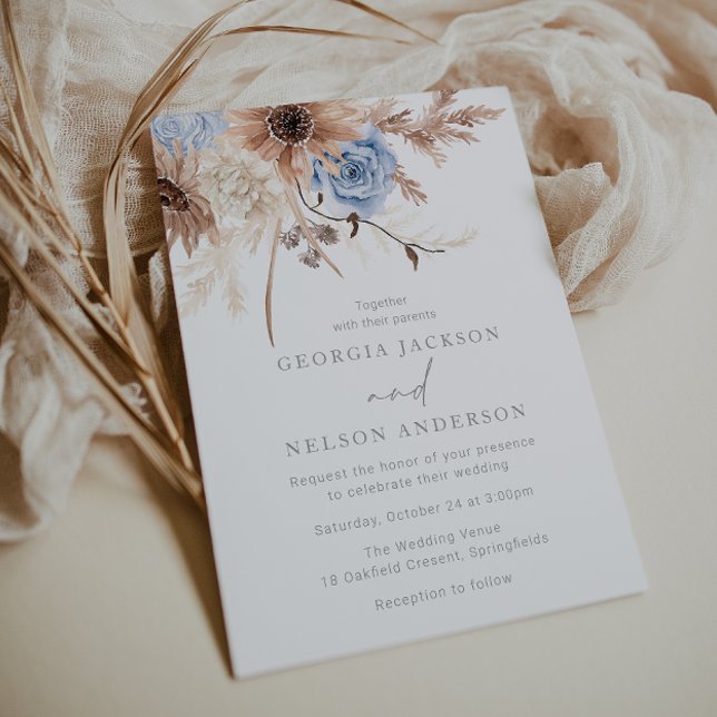 Beautiful Boho Floral All Seasons Wedding Invitation (Creator Uploaded)