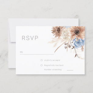 Beautiful Boho Floral All Seasons Wedding RSVP Card