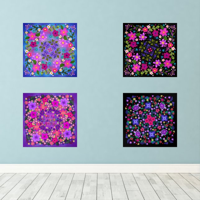 Beautiful Boho Flowers Blooming Madness (Wood Floor)