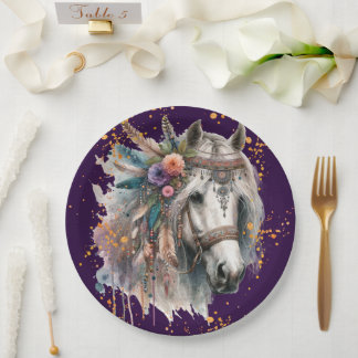 Beautiful Boho Horse Paper Plate