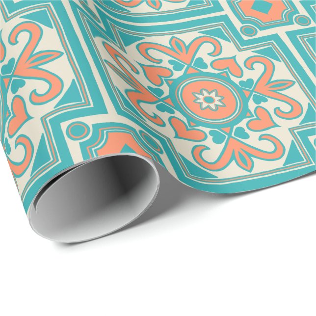 Beautiful Boho Italian Tile Wrapping Paper (Roll Corner)