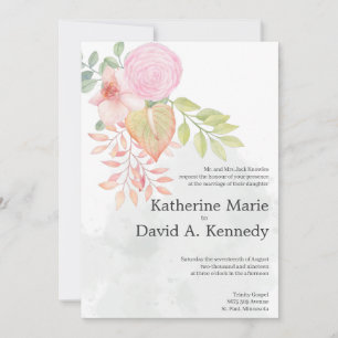 Beautiful Boho Lovely Watercolor Flowers Wedding Invitation