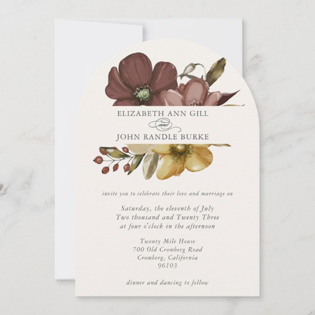 Beautiful boho neutral arch invitation (Front)