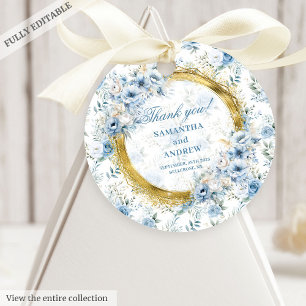 Beautiful Boho Pastel Blue Gold Wedding Thank You  Favour Tags