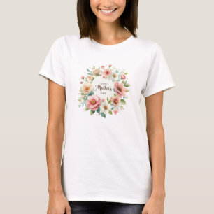 Beautiful boho spring floral wreath Mother's Day T-Shirt