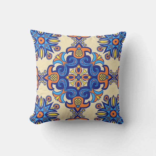 Beautiful Boho Talavera Tile Cushion (Front)
