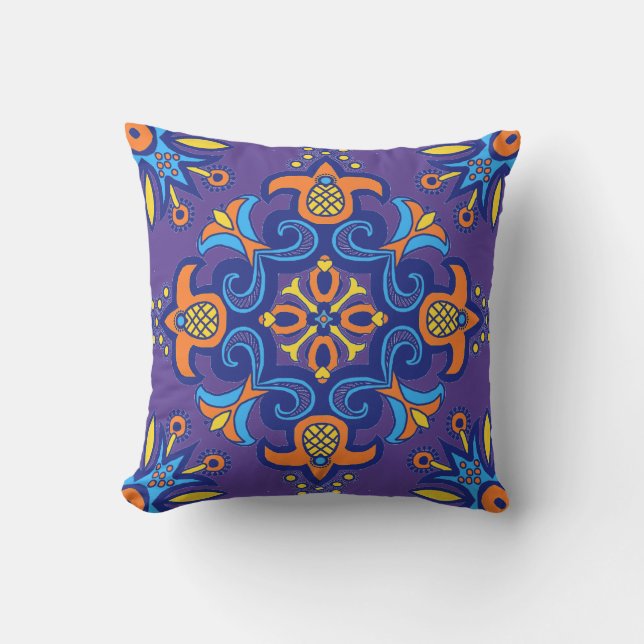 Beautiful Boho Talavera Tile Cushion (Front)
