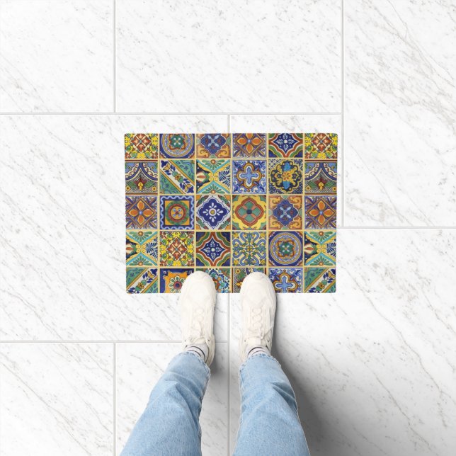 Beautiful Boho Talavera Tiles Doormat (Indoor)