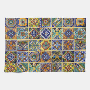 Beautiful Boho Talavera Tiles Tea Towel
