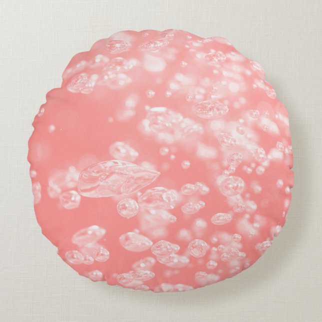 Beautiful bokeh air bubble abstract light pink pas round cushion (Front)
