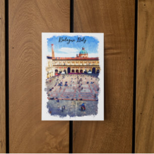 Beautiful Bologna Italy Watercolor Travel Postcard