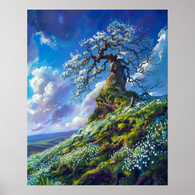 Beautiful Bonsai Tree on Spring Hill Poster (Front)