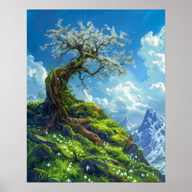 Beautiful Bonsai Tree on Spring Hill Poster (Front)