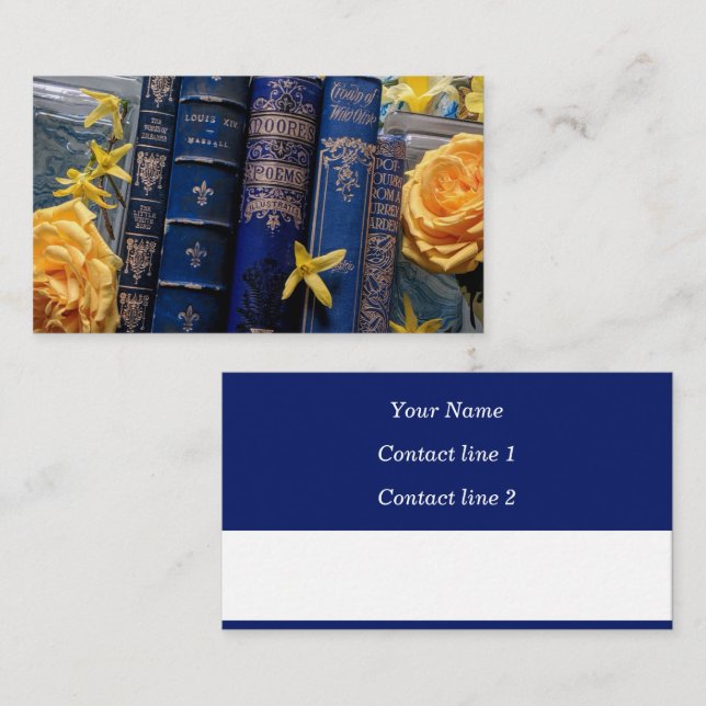 Beautiful Book Spines (Blue) Calling Card (Front/Back)