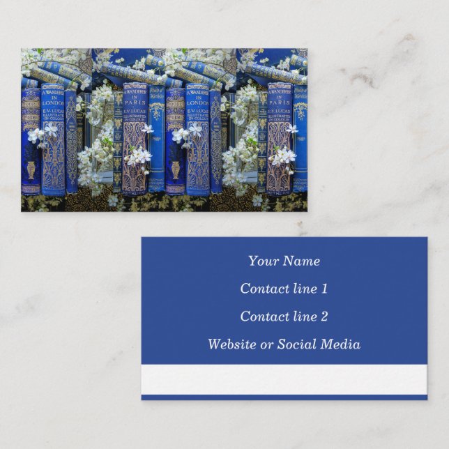 Beautiful Book Spines (Blue) Calling Card (Front/Back)