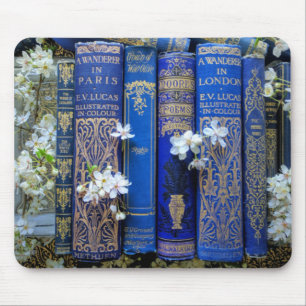 Beautiful Book Spines (Blue) Mouse Mat