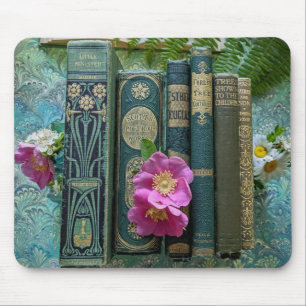 Beautiful Book Spines (Green) Mouse Mat