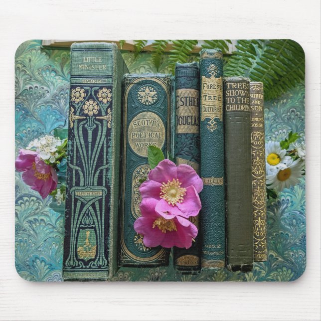 Beautiful Book Spines (Green) Mouse Mat (Front)