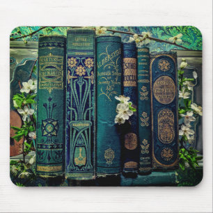 Beautiful Book Spines (Green) Mouse Mat