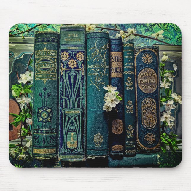 Beautiful Book Spines (Green) Mouse Mat (Front)