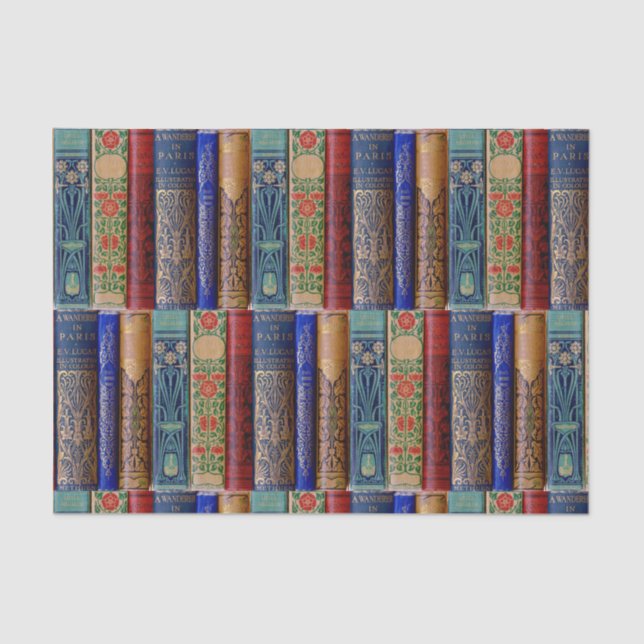 Beautiful Book Spines (Paris) Decoupage Tissue Paper (Front)