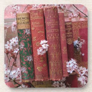 Beautiful Book Spines (pink) Coaster