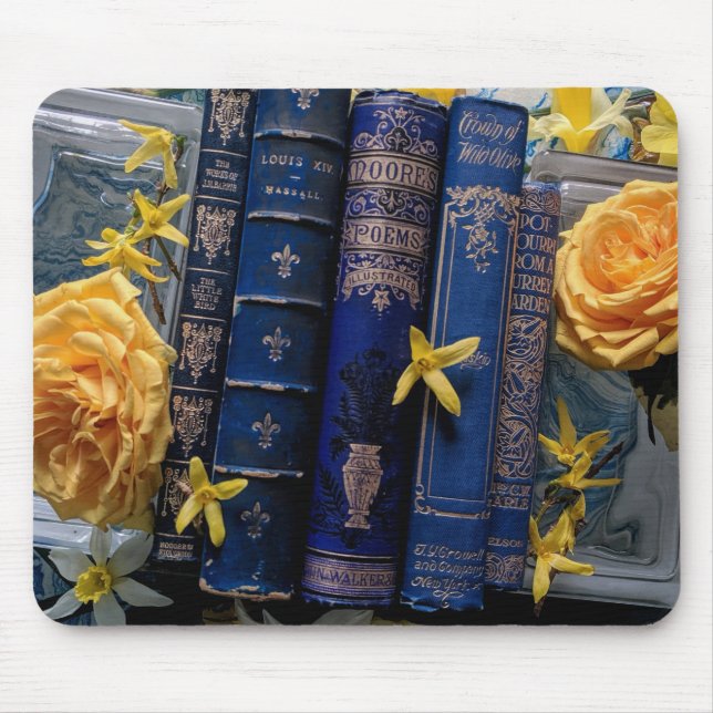 Beautiful Book Spines (roses) Mouse Mat (Front)